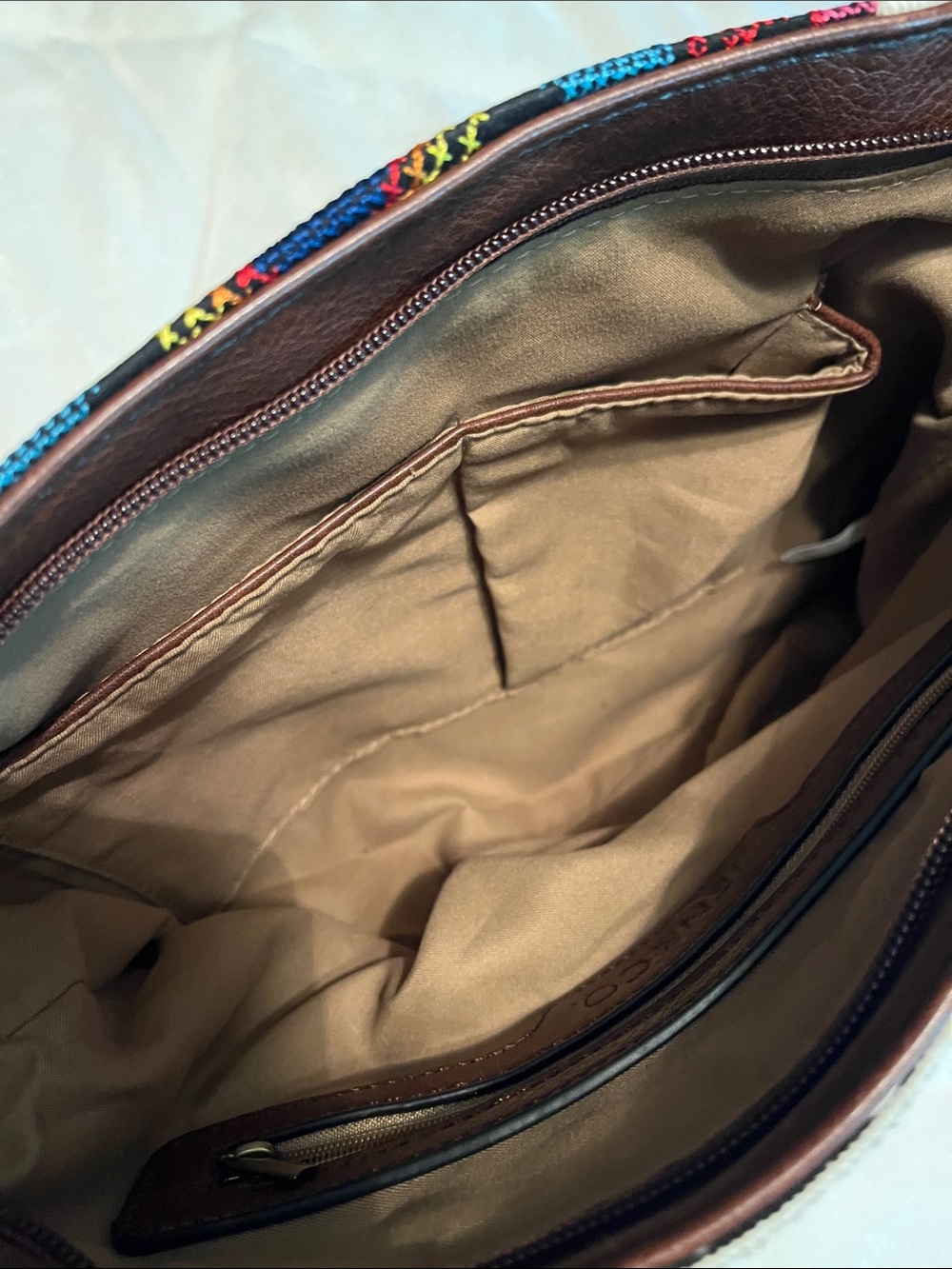 Striped Black & Multi-Color Embroidered Crossbody Bag - Picture 7 of 9